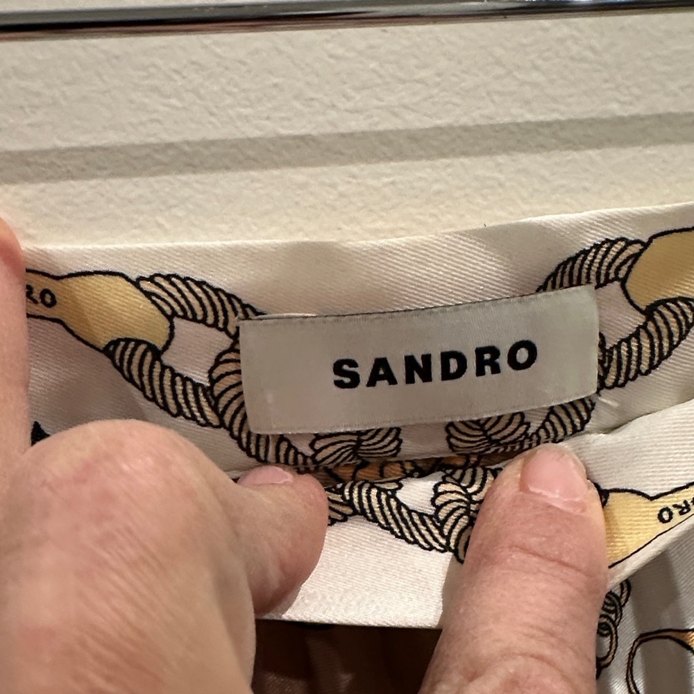 Sandro Ivory and Gold Patterned Scarf